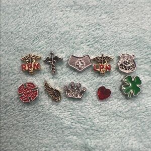 Floating Locket Charms - nurse, firefighter, police theme
